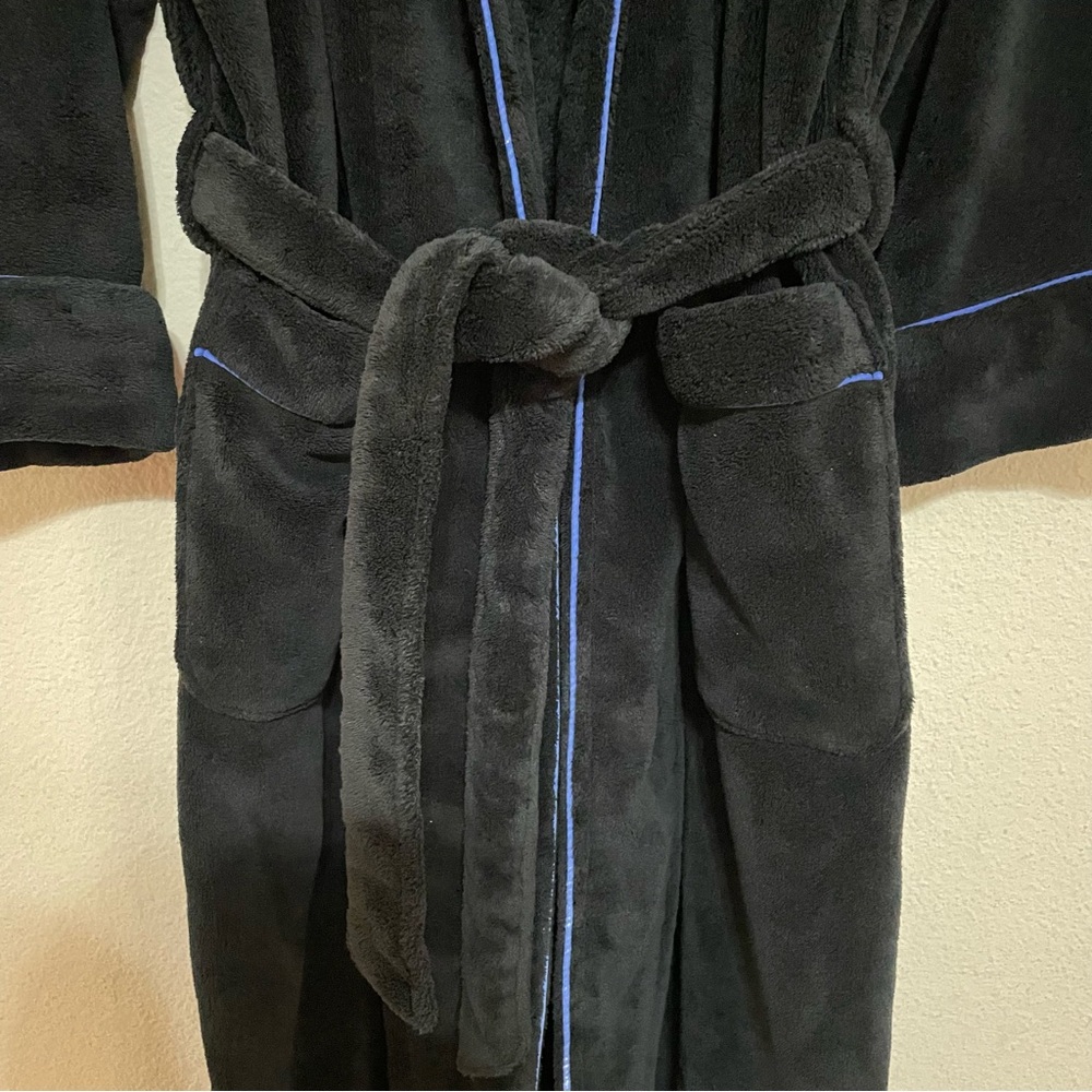 Polo Ralph Lauren Plush Velour Bath Robe Black Men's O/S Belted Pockets - Picture 5 of 12